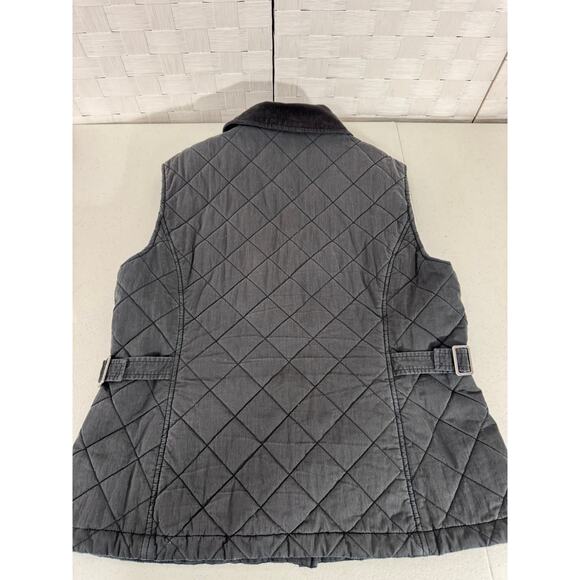 "LL BEAN" Womens Black Quilted Vest Zip Snap Insulated Corduroy Collar BARN COAT - Picture 10 of 10